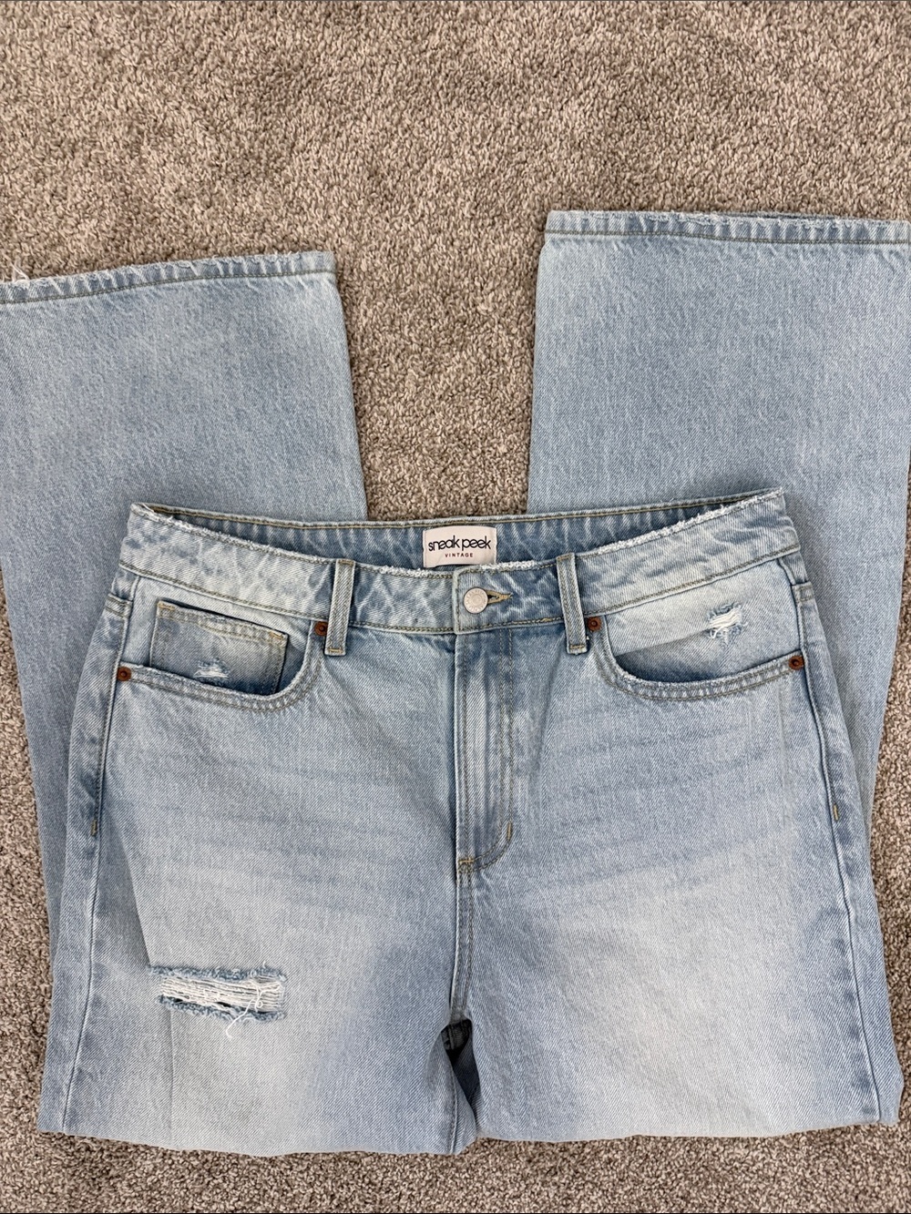 Sneak Peek Light Blue Distressed Straight-Leg Jeans - Picture 5 of 7